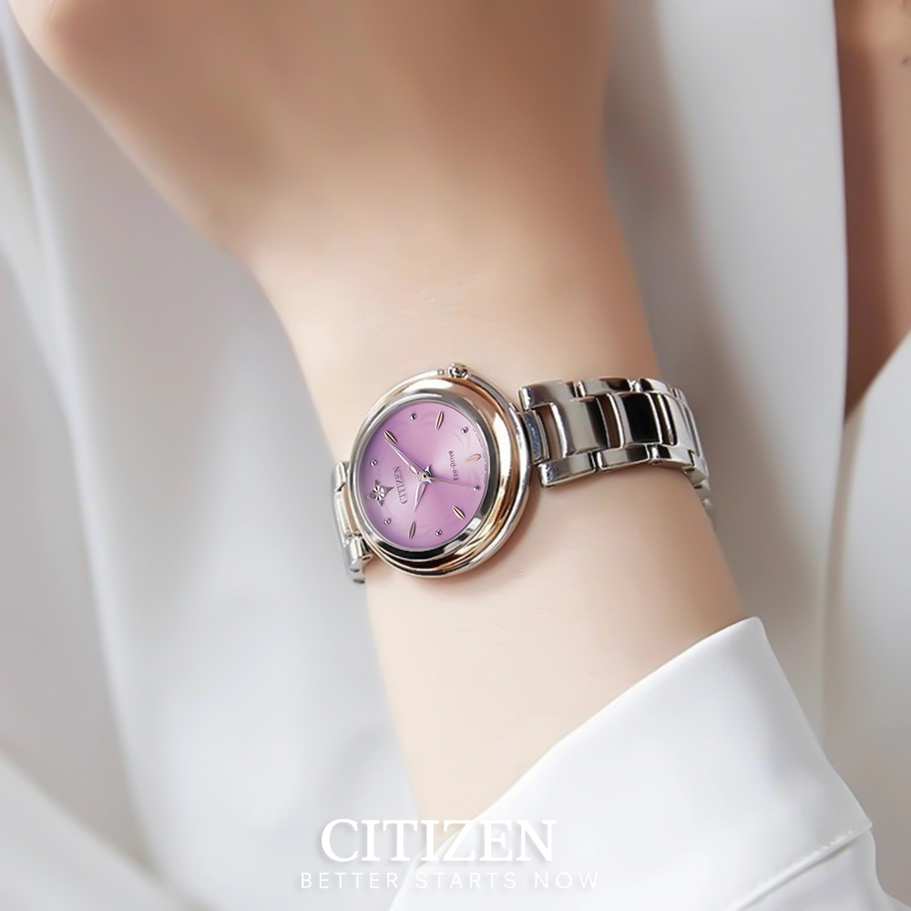 Đồng Hồ Nữ Citizen Đính Kim Cương Dây Thép Không Gỉ EM0588-81X - Mặt Hồng (Sapphire)