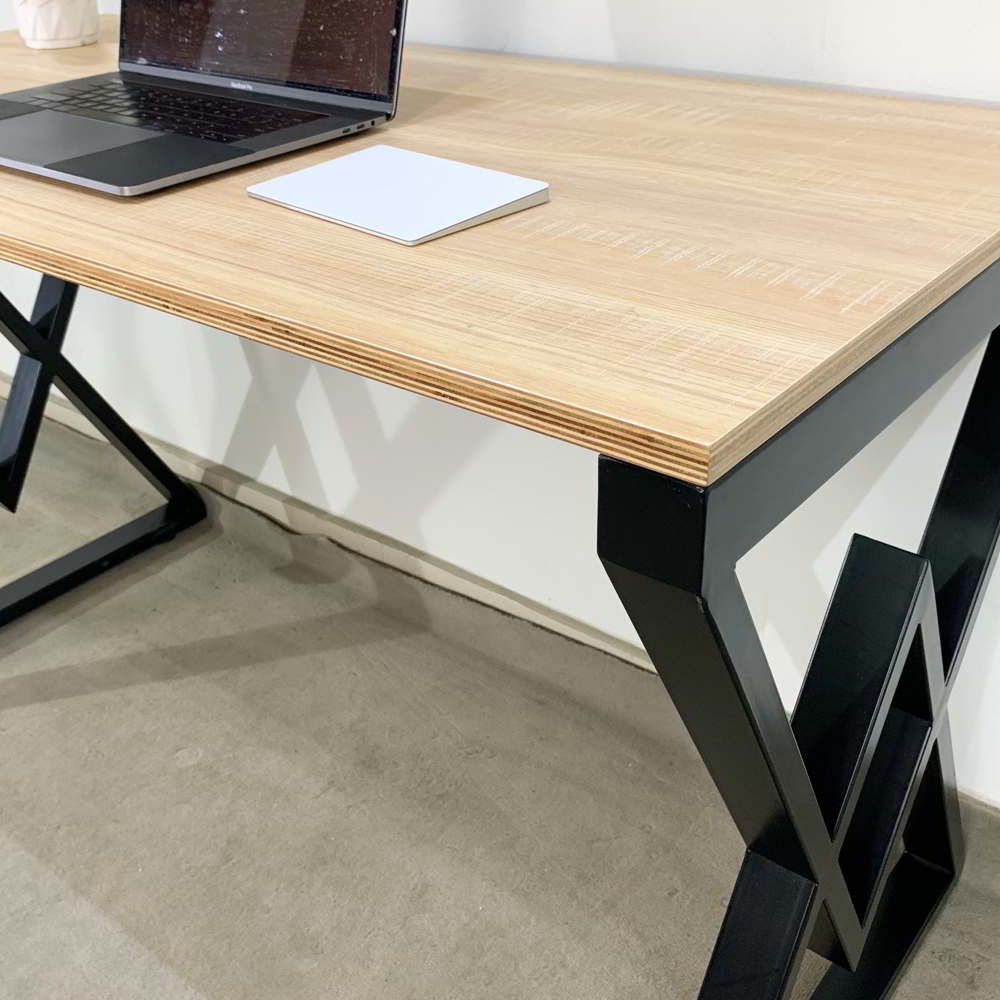 Bàn làm việc Homeoffice gỗ Plywood chân sắt hệ Diamond lắp ráp (120x60x75cm)