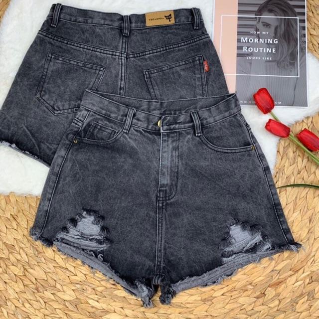 Quần shorts jean cạp cao