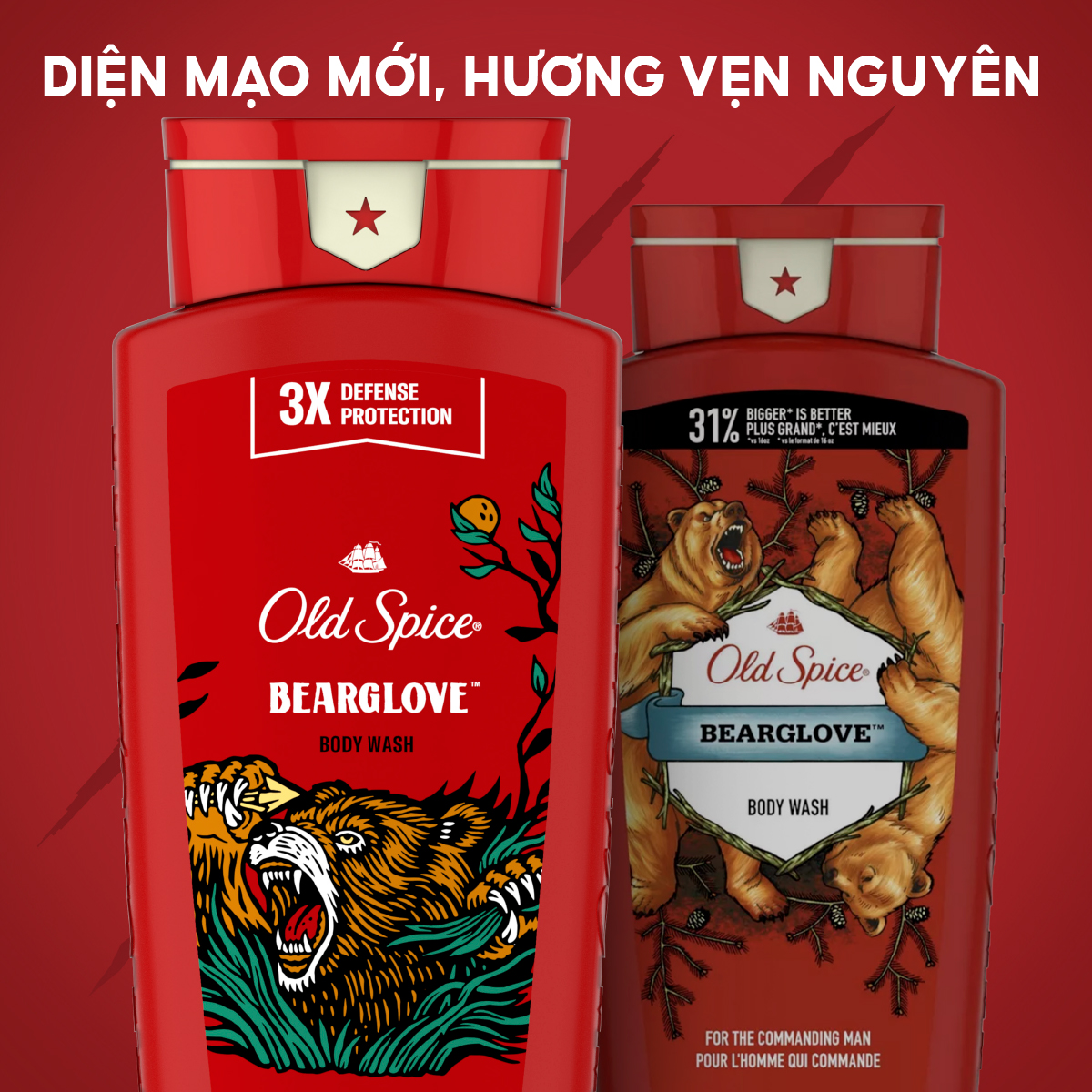 Bộ sữa tắm Old Spice Bearglove 473ml + Sáp lăn khử mùi Old Spice Pure Sport 85g [Tặng kèm Dao cạo Gillette Vector]