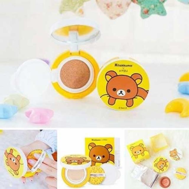 Bộ Phấn Nền Cushion Gấu Vàng Rilakkuma A PIEU COLLAGEN BB (Tặng Thêm Cushion + Bông Dặm)️