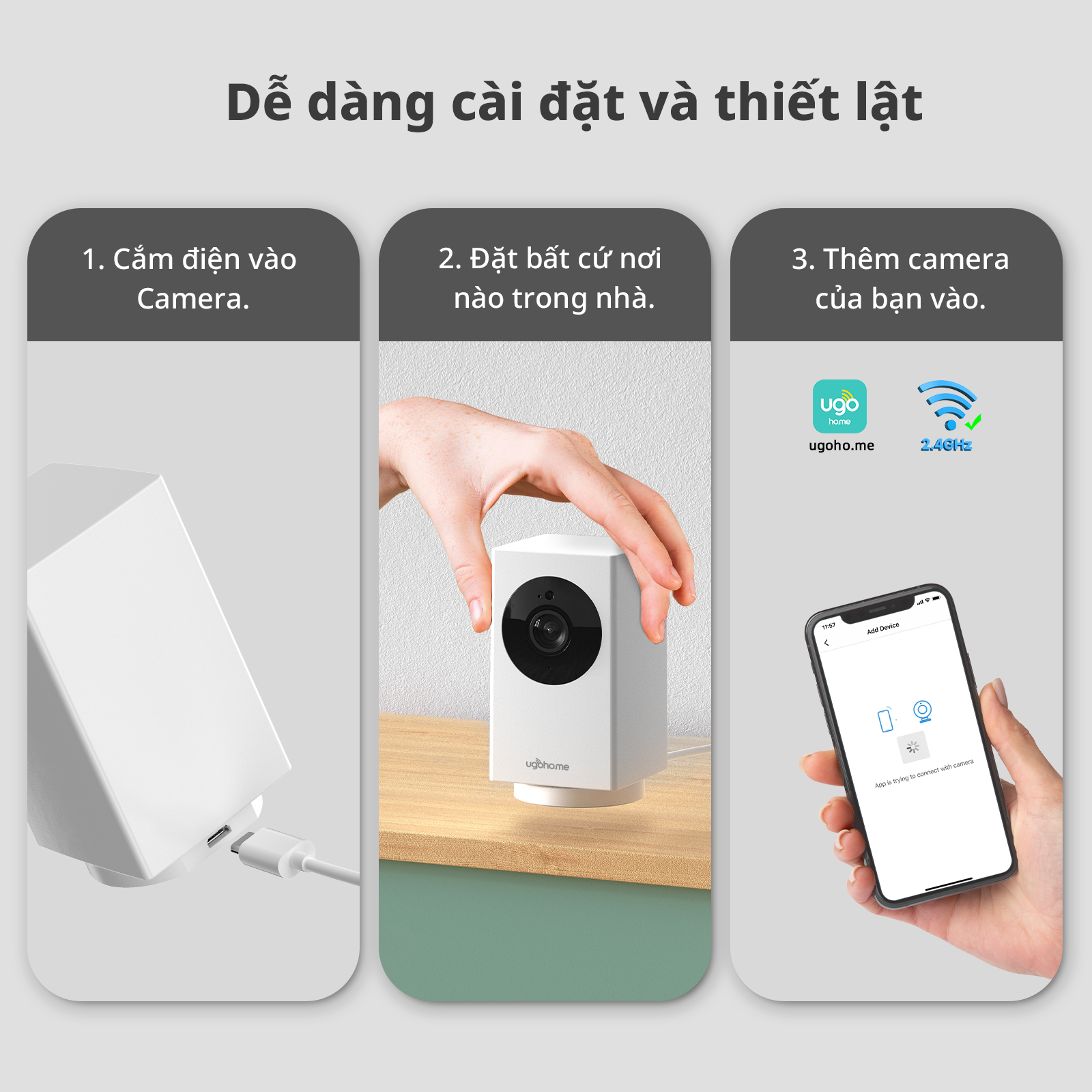 Camera Ugoho.me 1080p, sử dụng Wifi, xoay 360 độ