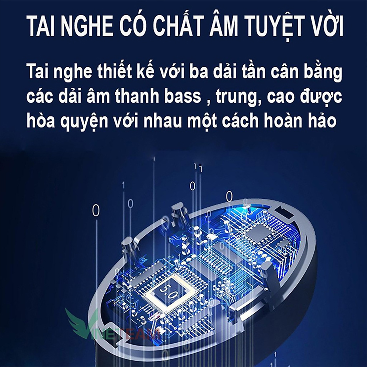 VINETTEAM F9 Tai Nghe Bluetooth V5.0 Không Dây Cảm Ứng Cao Cấp Tích Hợp Sạc Dự Phòng Chống Nước IPX7 Version 2022 - Hàng Chính Hãng