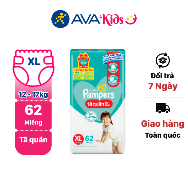 Tã quần Pampers Super Jumbo size XL 62 miếng (cho bé 12 - 17kg)