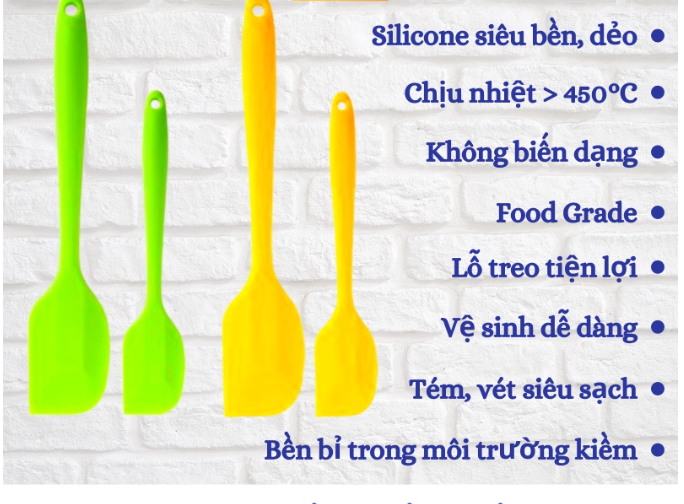 Phới Dẹt Silicon Trộn Bột, Vét Bột, Đánh Bột, Phết Kem - Phới Làm Bánh Chịu Nhiệt GD710-QUETKEM-DUC28cm