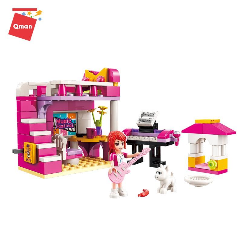 Đồ chơi xếp hình cho bé gái set 8 trong 1 phòng ngủ của những người bạn Qman 4101