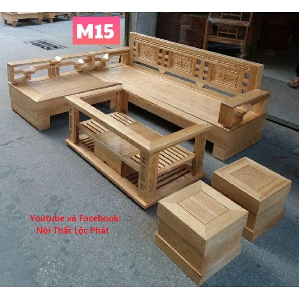 Bàn ghế Phòng Khách bộ đối gỗ sồi phun màu óc cho mẫu 107