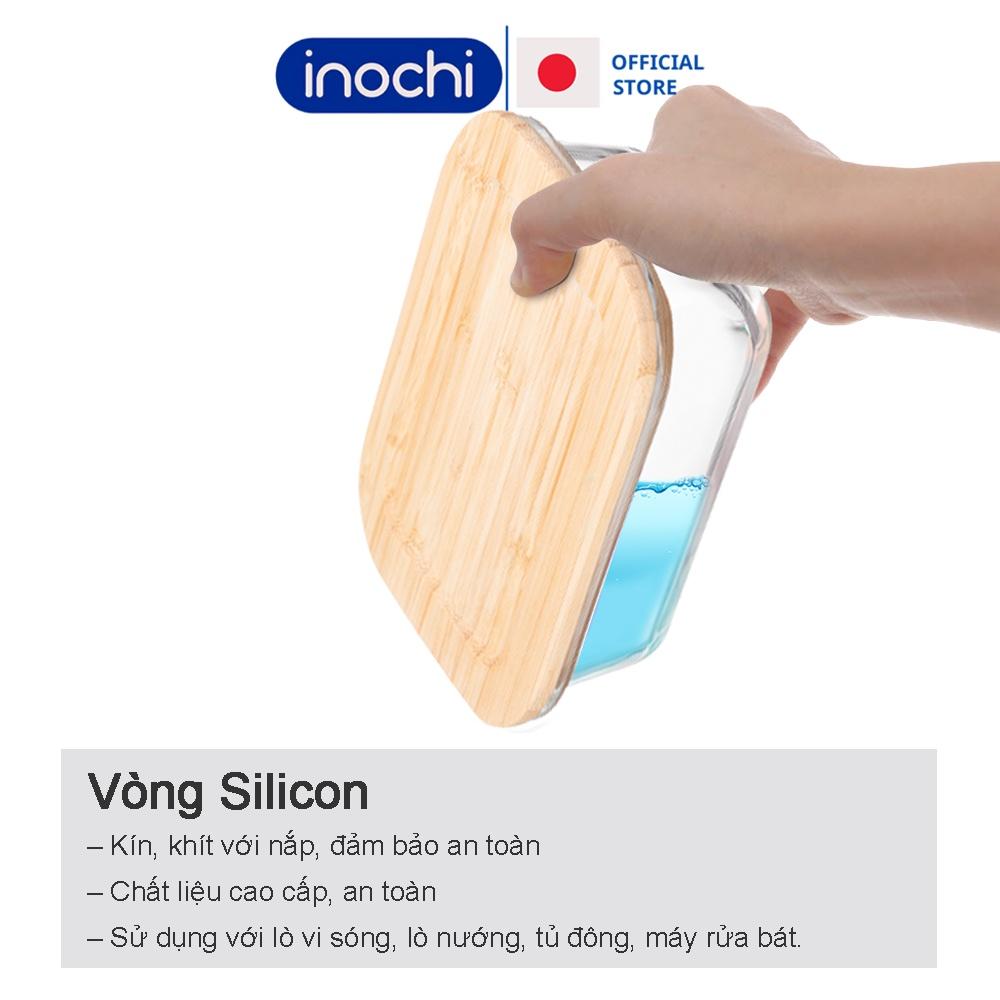Hộp đựng thực phẩm thủy tinh nắp tre Nikko Inochi thân thiện môi trường