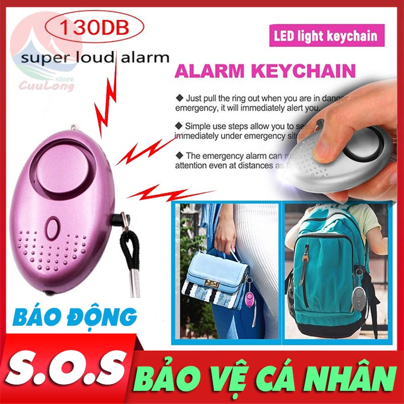 Thiết Bị Phát Âm Thanh Báo Động Cá Nhân S.O.S Khẩn Cấp, Đèn Pin  Phát Sáng Led mini, sound alarm personal, móc khóa phát âm thanh báo động bảo vệ, thiết bị SOS người già trẻ em, thiết bị hỗ trợ người già