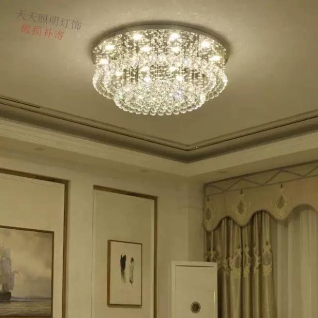 Đèn mâm Ca Sỹ Pha Lê ốp trần M9153 - KT 600x600x350mm, đèn chùm pha lê,