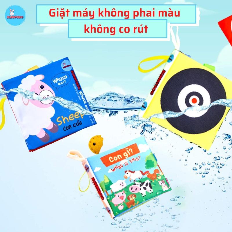 Sách vải cho bé đồ chơi giáo dục song ngữ Anh Việt chủ đề động vật giúp bé phát triển sớm nhận thức BUNNYBOO