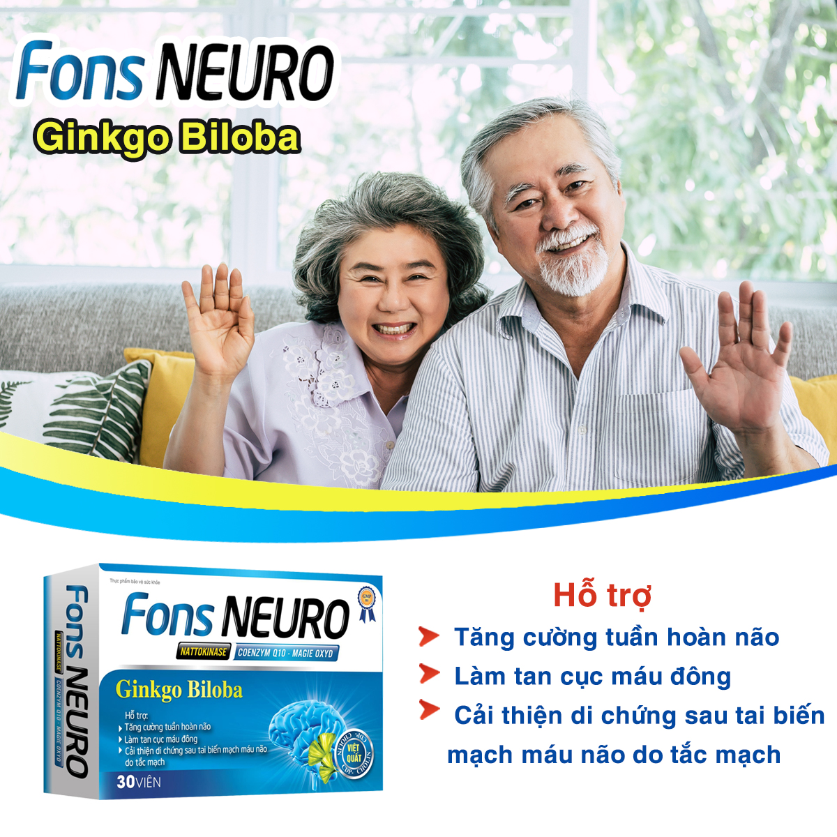 Viên uống bổ não Fons Neuro chứa Ginkgo biloba Hộp 30 viên