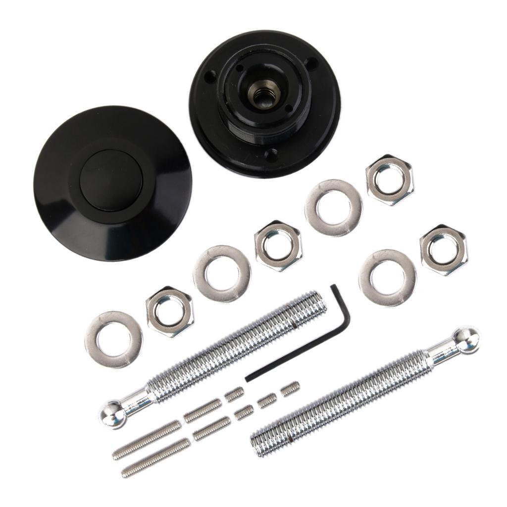 UNIVERSAL RACING Mount Bonnet Black Hood Latch Pin Lock Locking Kit