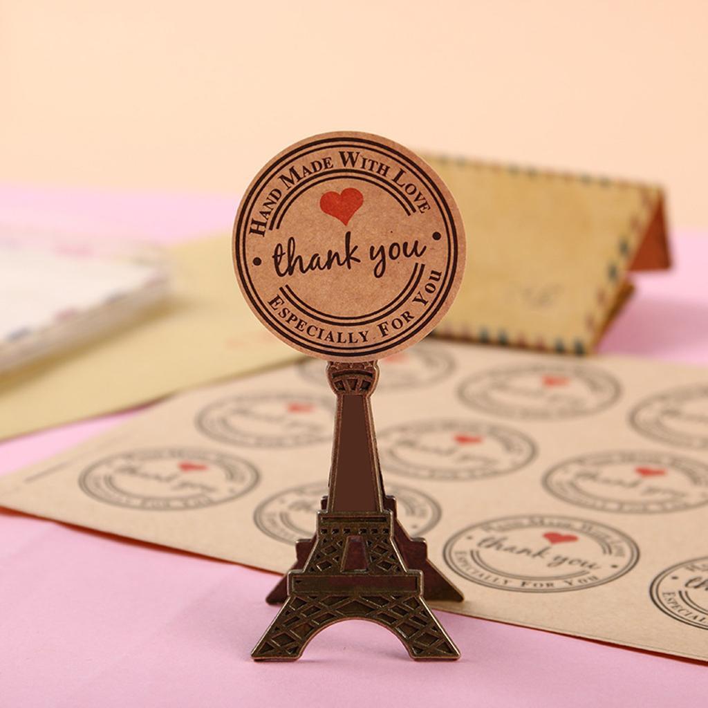 1 Roll of 500pcs Kraft Thank You Stickers Labels Permanent Adhesive Brown