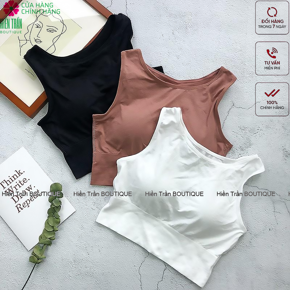 Áo bra học sinh, áo croptop Hiền Trần BOUTIQUE sát nách ba lỗ thun không tay kiểu ôm body tank top vải cotton co giãn tốt