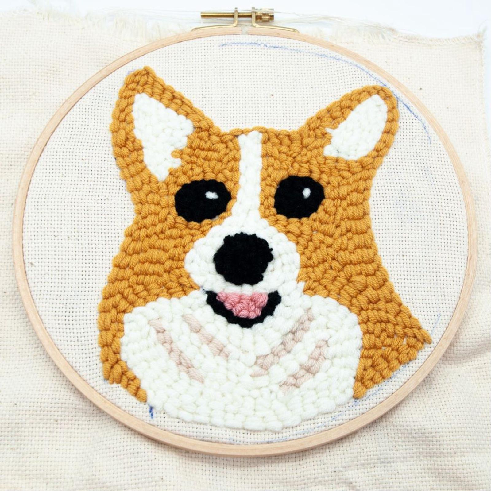 Punch Embroidery Starter Kits Cute Dog DIY Rug Punch Kit DIY Beginner
