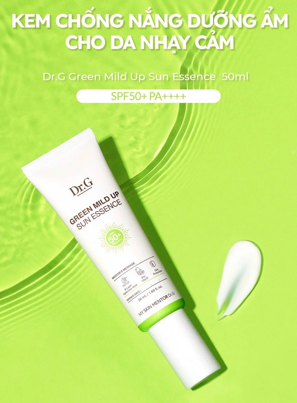 Kem Chống Nắng Dr.G Green Mild Up Sun Essence SPF50+ PA++++ 50ml + Tặng 1 Mặt Nạ Sexylook