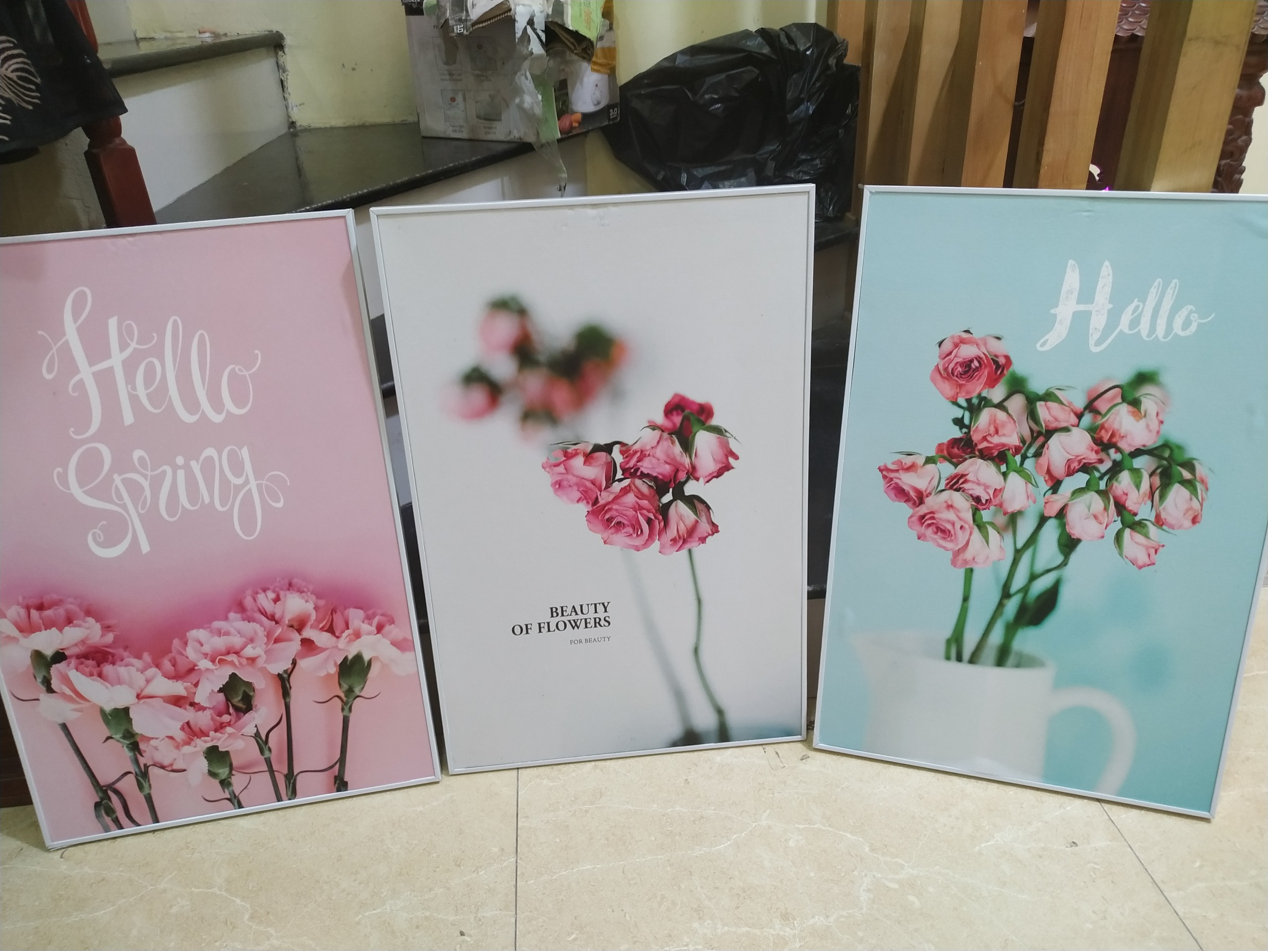 Tranh Treo Tường Canvas Chiếc Lá- Bộ 3 khung tranh treo tường phòng khách phòng ăn CV01