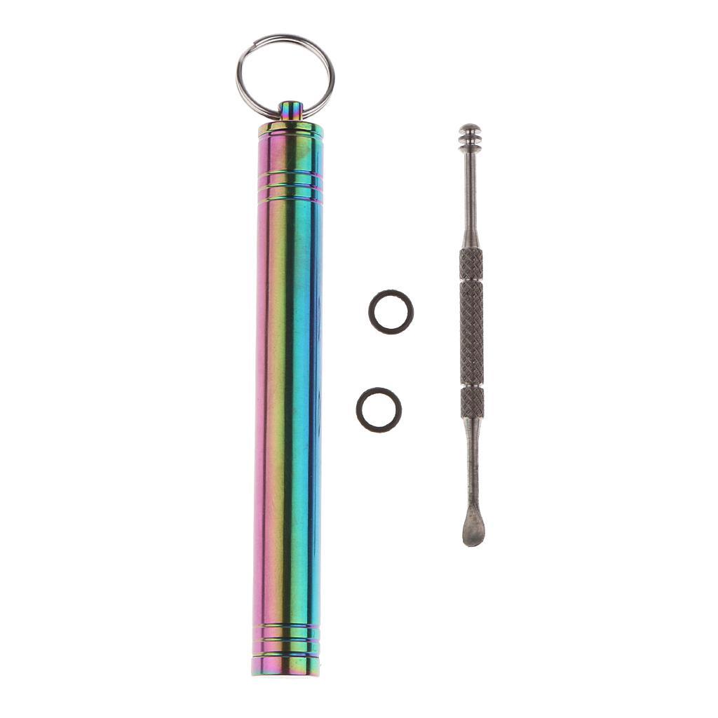 Pocket Titanium Alloy Camping Toothpick Box Ear Pick Holder with Ear Pick for Outdoor Activities
