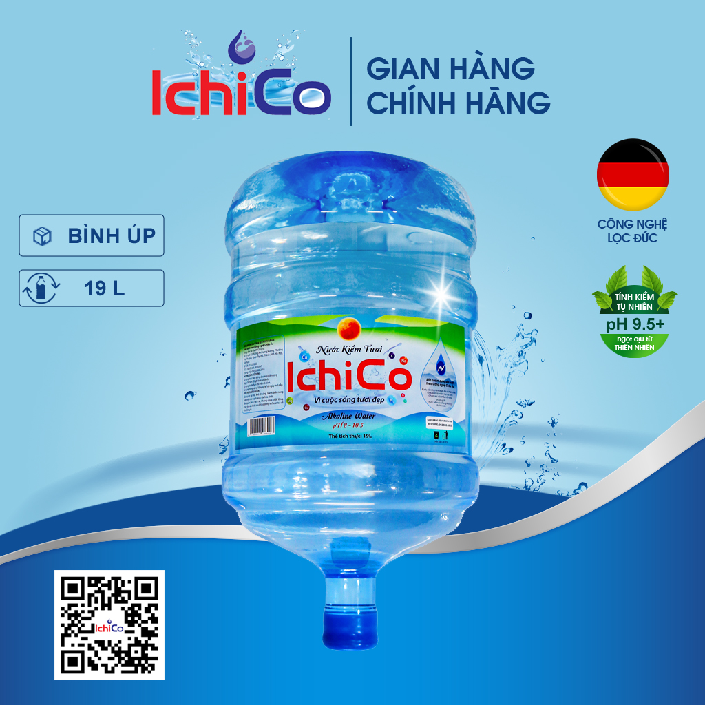 Nước kiềm Ichico Ph 9.5+ (Bình vòi 19l) 