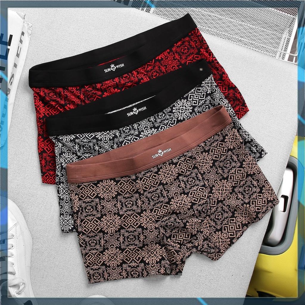 Quần sịp nam đùi boxer thun lạnh quần lót họa tiết cao cấp bigsize combo 3 chiếc xuất nhật sunwish