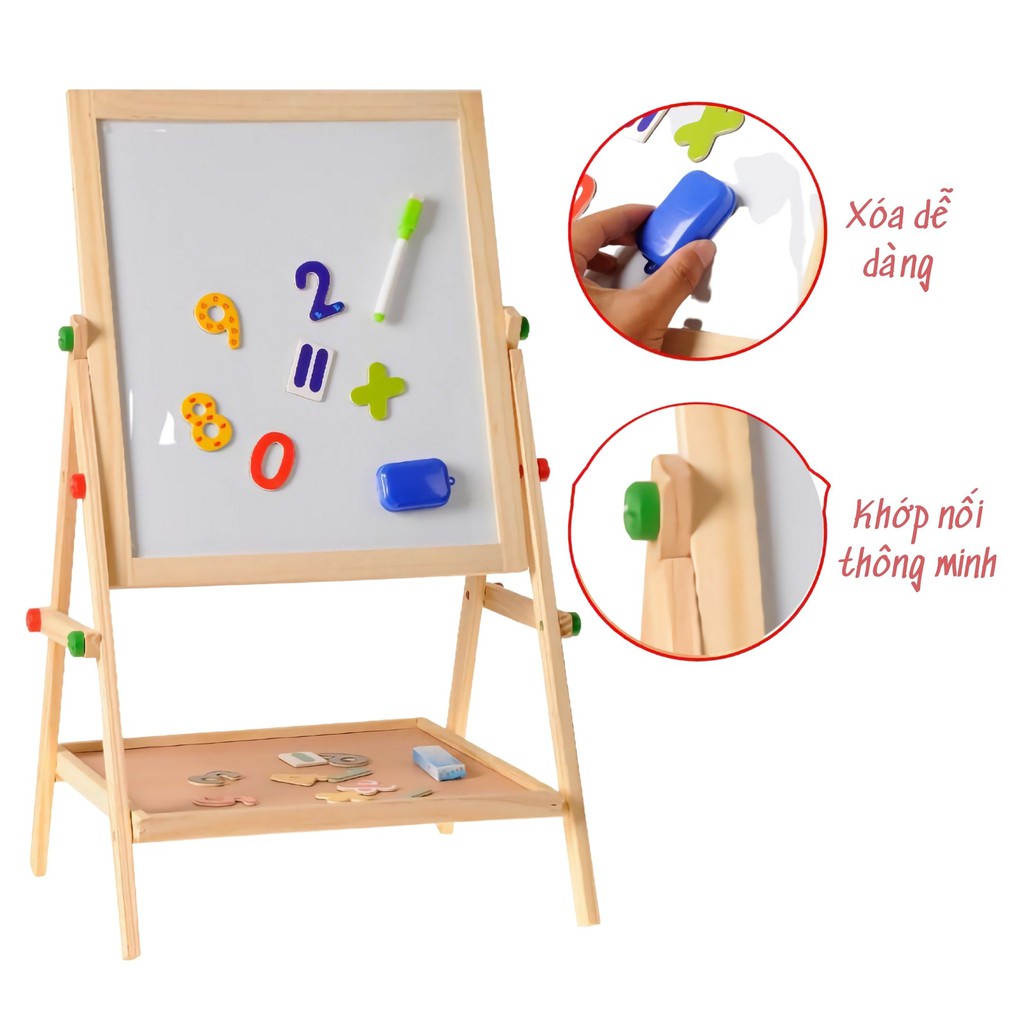 Giá vẽ / Bảng nam châm 2 mặt dành cho trẻ em, Giúp bé thỏa sức sáng tạo. (KT 38,5 x 34 x 66cm)