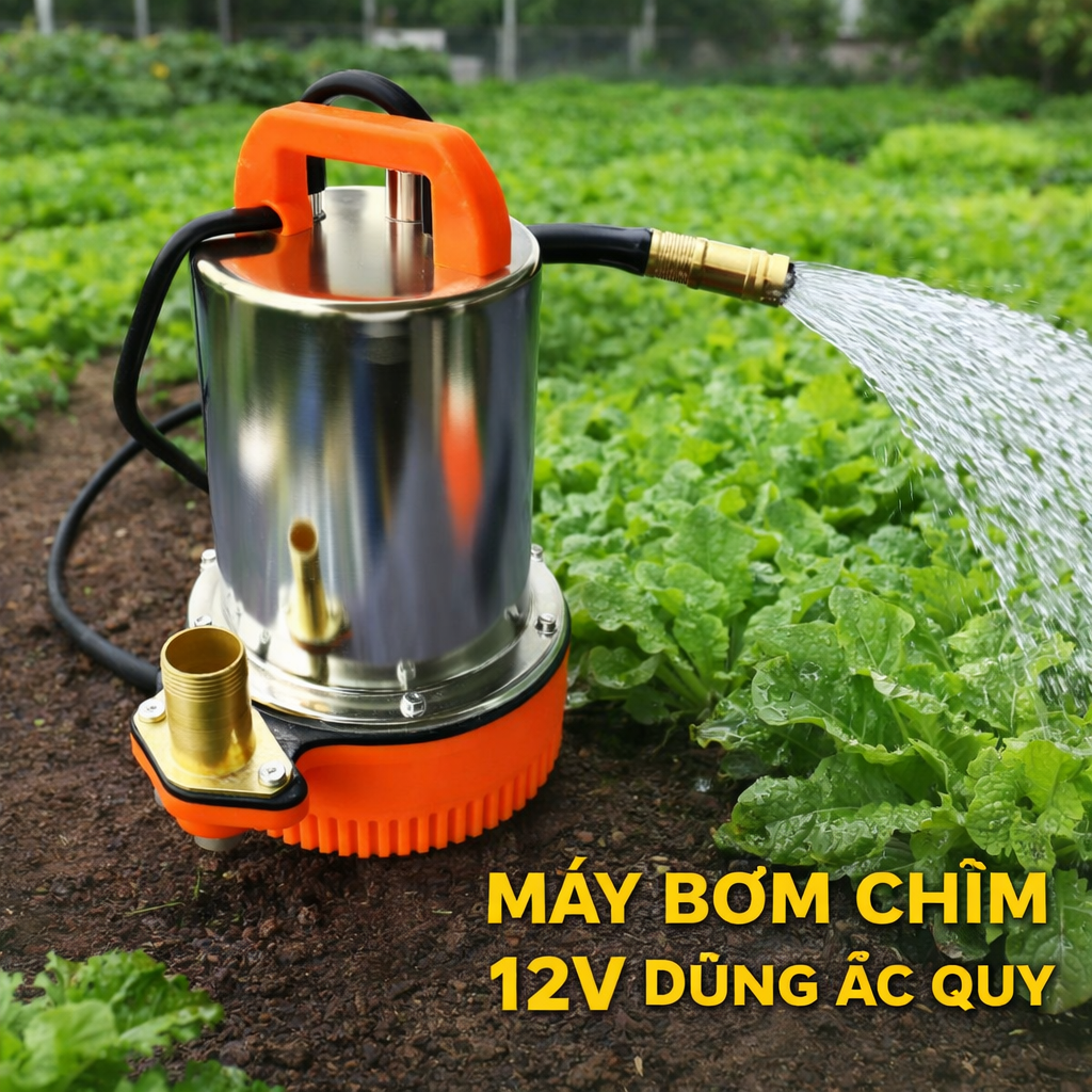 Bơm Chìm 12V Dùng Ắc Quy – Máy Bơm Tõm Lõi Đồng, Bơm Nước Khỏe Siêu Bền