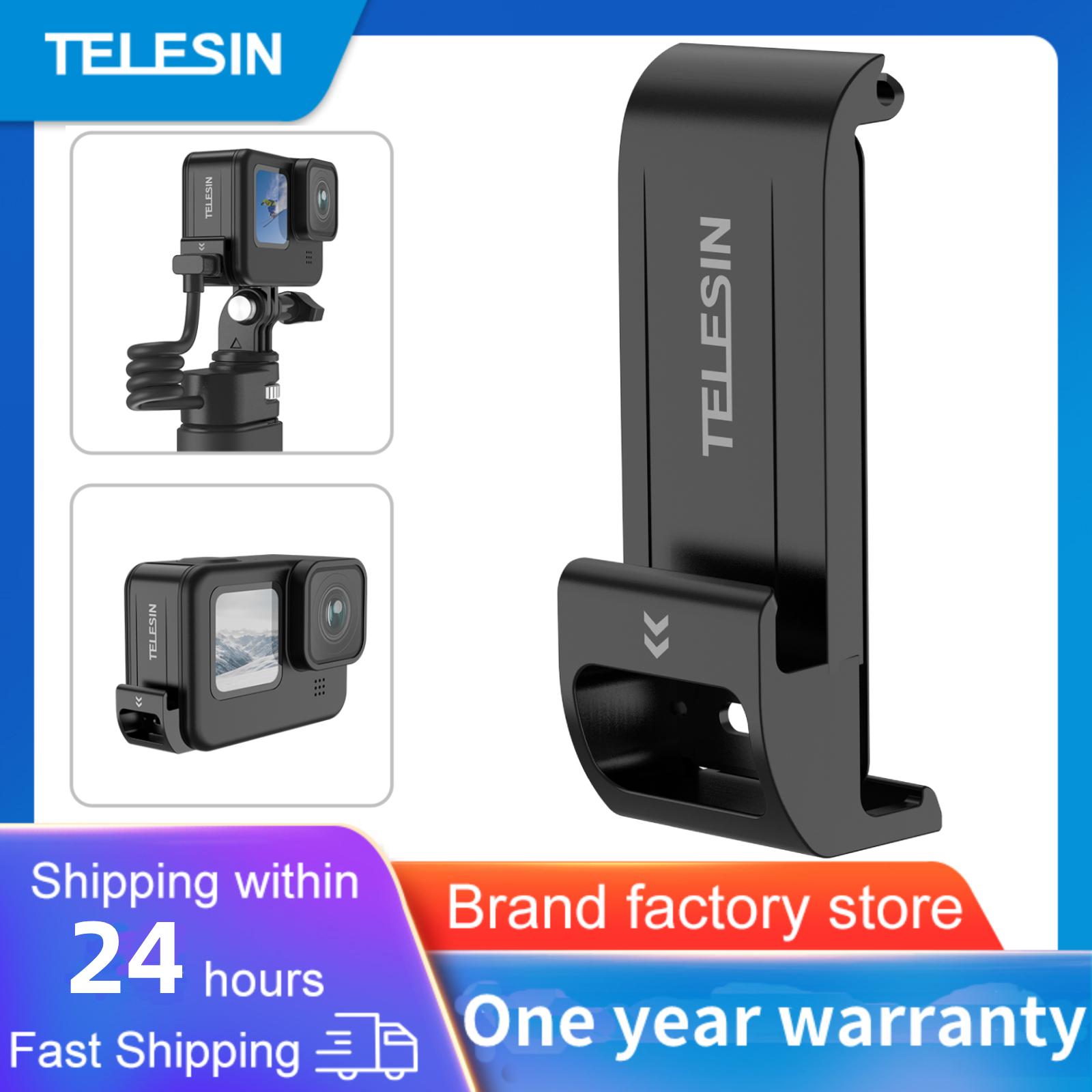 TELESIN Cho GoPro 11 10 9 Nắp Bên Chống Nước Có Thể Tháo Rời Dễ Dàng Nắp Sạc Type-C Cổng Cho GoPro 11 Hero 9 10 11 Pin