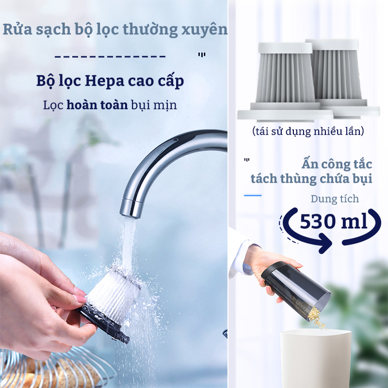 Máy Hút Bụi Cầm Tay Không Dây Gia Đình Sofa Nhà Cửa M08