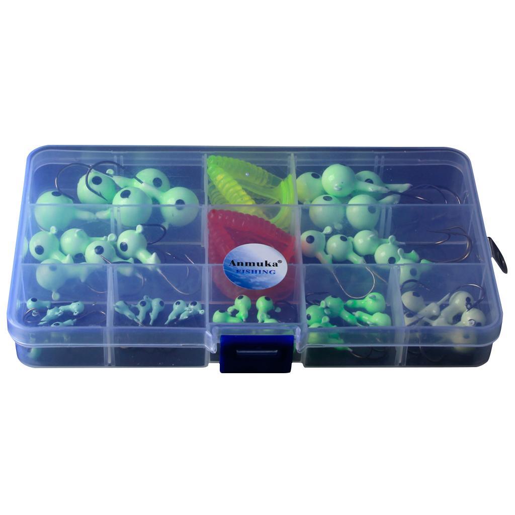55Pcs Glow Fishing Jig Head Metal Hooks Hard Bait Lure Jig Tackle Equipment