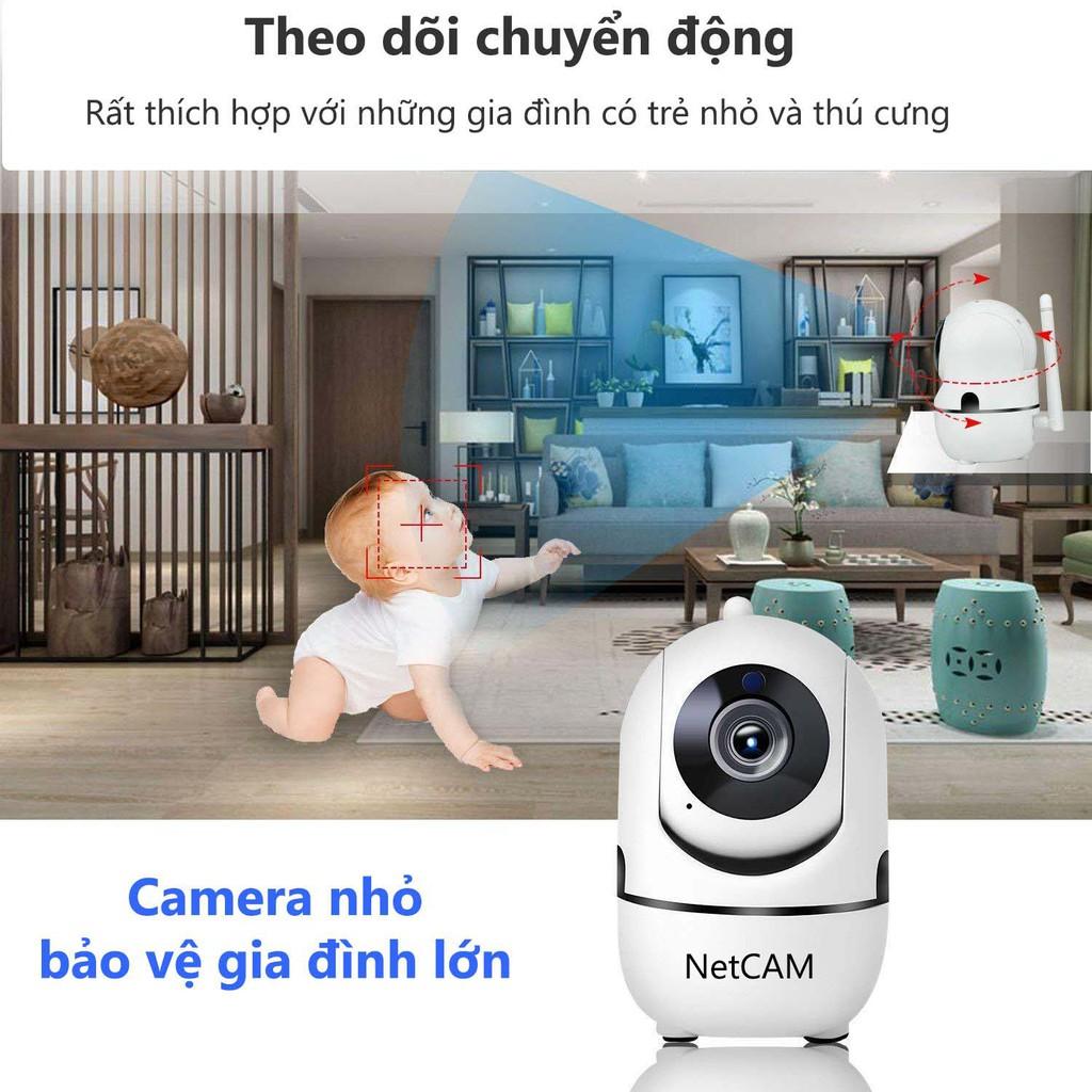 Camera IP WiFi NetCAM NR02 trong nhà, độ phân giải 2MP, Quay quét 360 độ, Đàm thoại 2 chiều, Theo dõi chuyển động - Hàng chính hãng