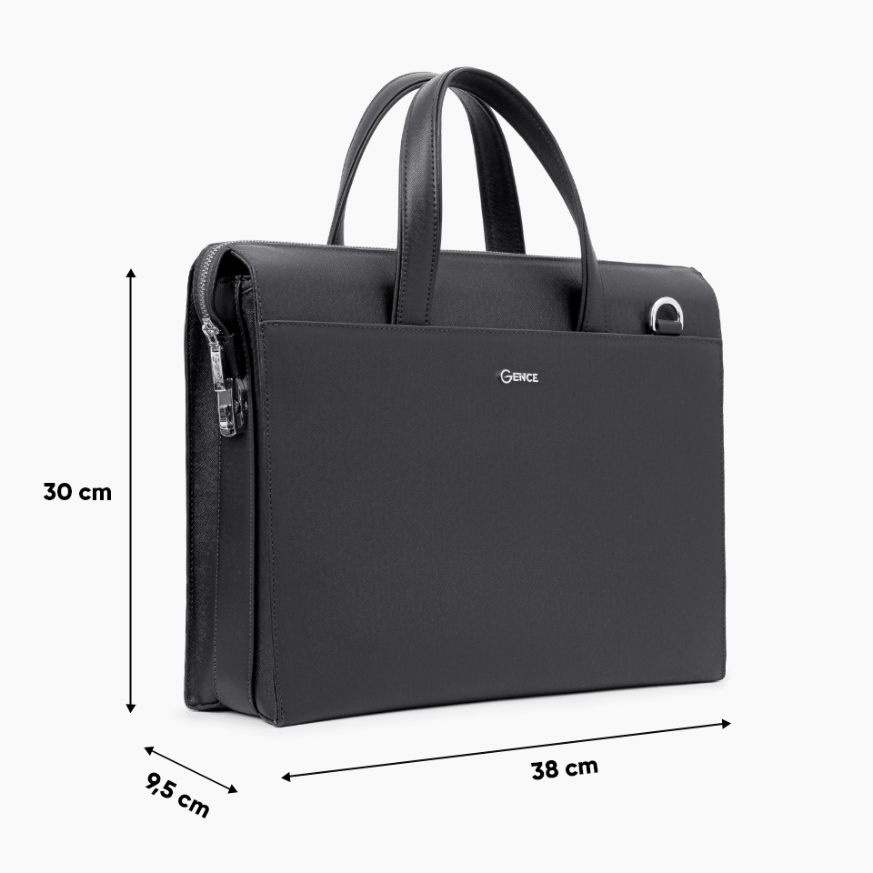 Cặp Da Nam Túi Xách Công Sở GENCE CTS21 Da Bò Khóa Số Cao Cấp Màu Đen