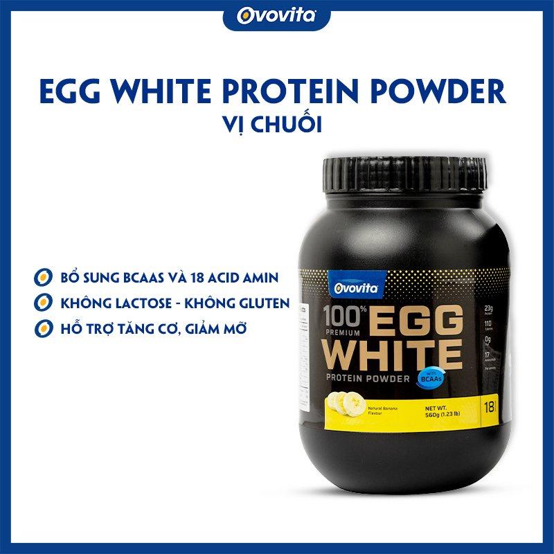 OVOVITA Combo 3 Hũ Egg White Protein Hỗ Trợ Tăng Cơ (560gr/ Hũ). Đầy Đủ 3 Hương Vị Chocolate, Vani, Banana