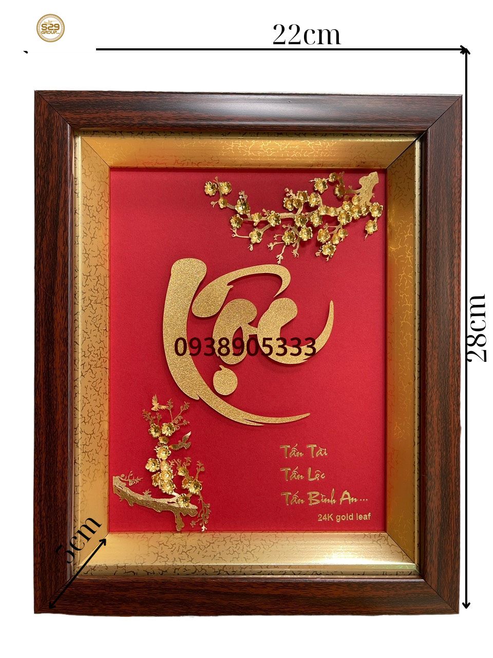 Tranh chữ lộc mạ vàng 24k,quà tặng để bàn sang trọng