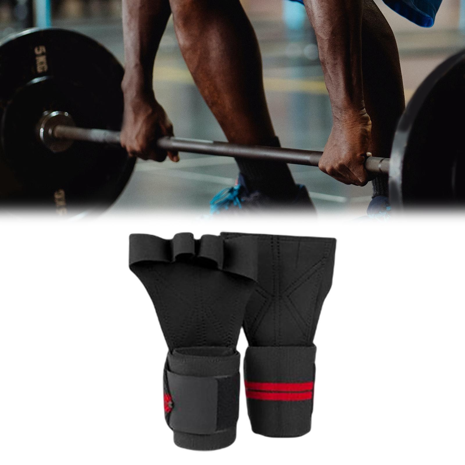Weight Lifting Hand Grips Workout Pads with with Adjustable Wrist Support Wraps for Power Lifting Pull Up Fitness Gym