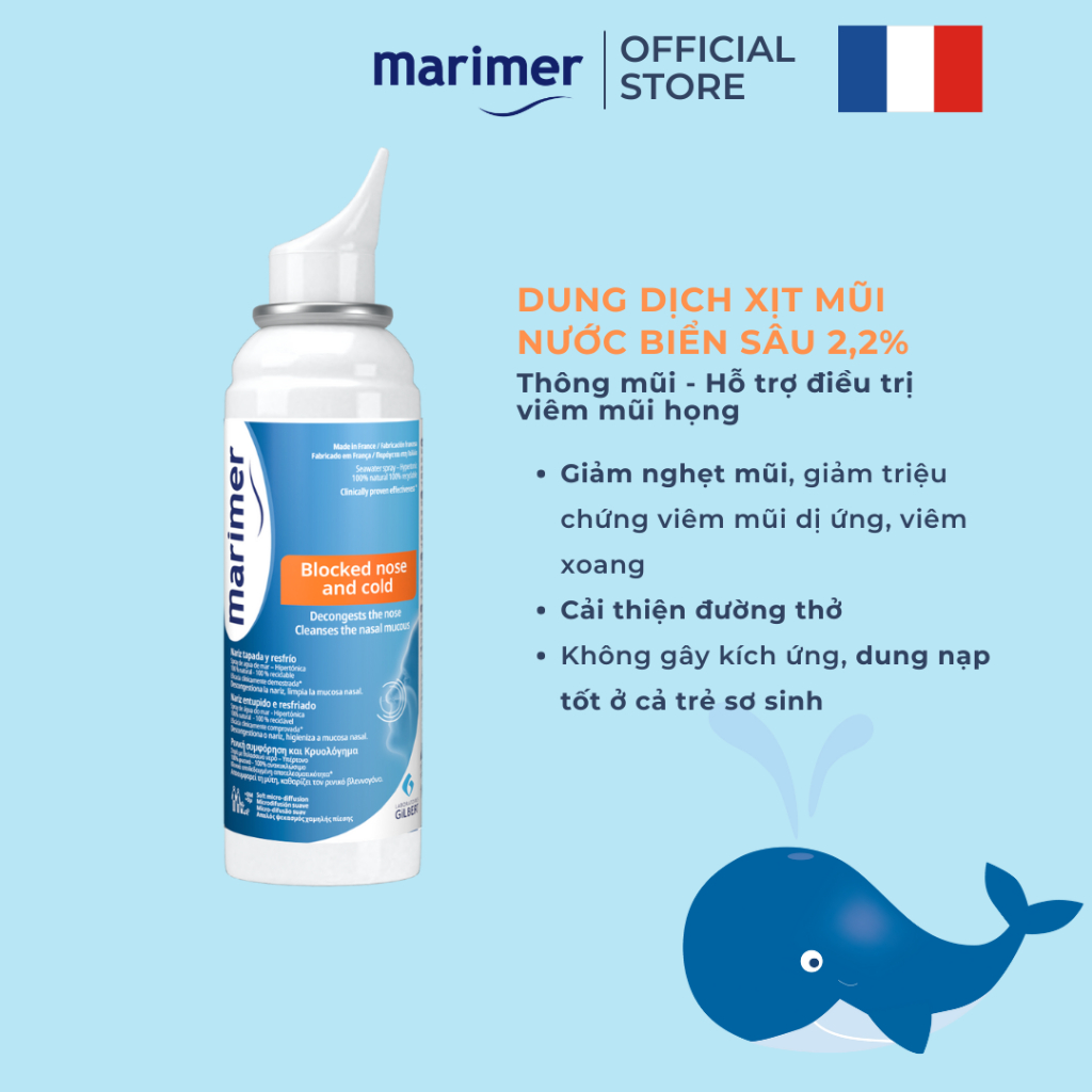 Combo Xịt Mũi Marimer cho gia đình (Vệ sinh hàng ngày + xịt khi viêm mũi) 100ml - 7200C + 7201C