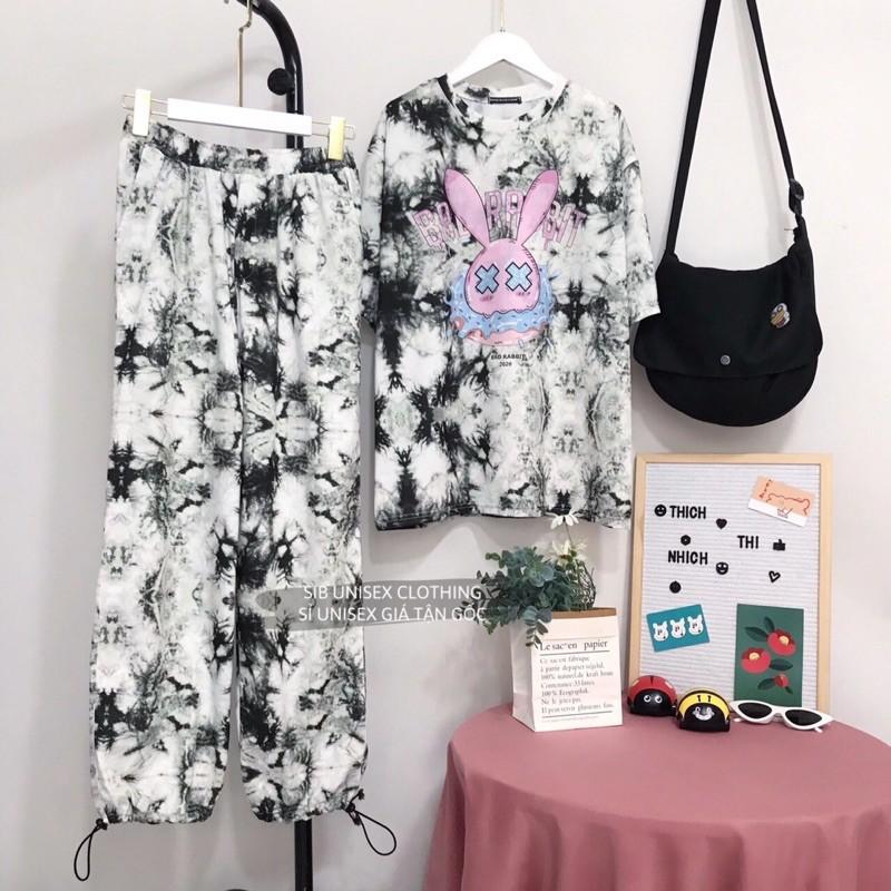 Áo thun unisex SIB Clothing áo phông oversize loang in hình thỏ SIB039