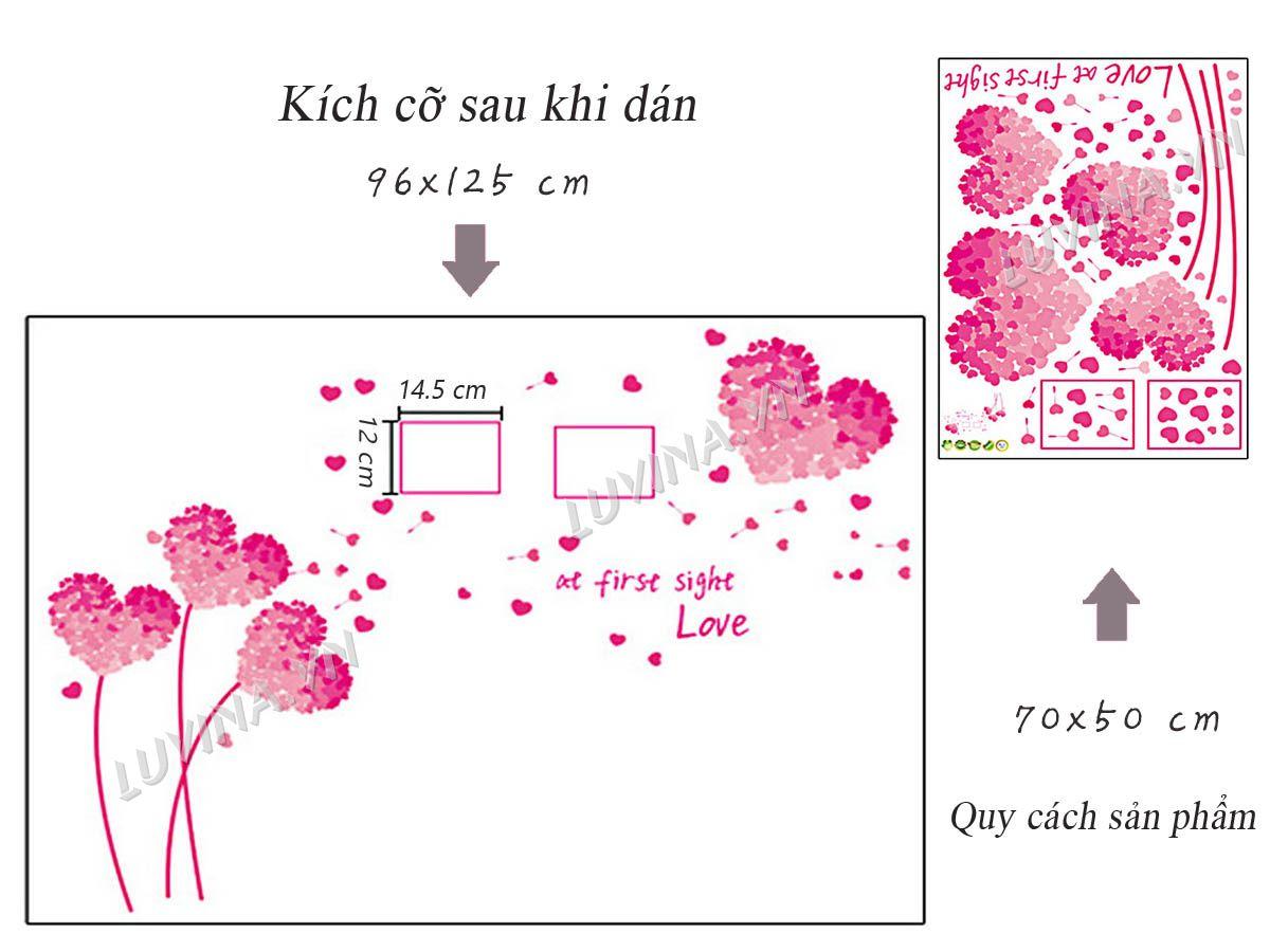 DECAL DÁN TƯỜNG TRÁI TIM HỒNG VÀ CỐI XAY GIÓ - HP930
