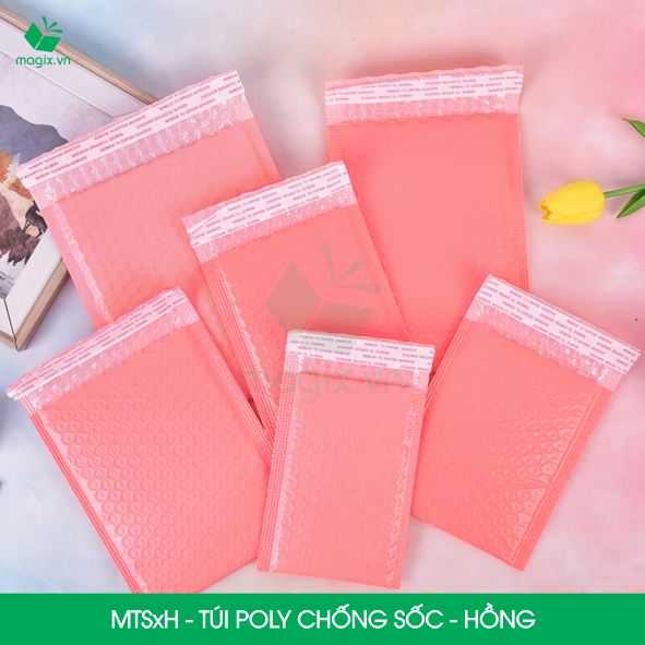 COMBO 25 TÚI GÓI HÀNG CHỐNG SỐC BỌC BÓNG KHÍ MÀU HỒNG PASTEL - NHIỀU SIZE