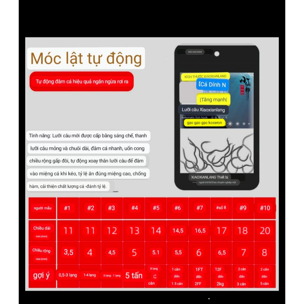 Lưỡi Câu Cá cao cấp Lật Tự Động giúp hiệu quả hơn , chất liệu Titan Manga cứng cáp