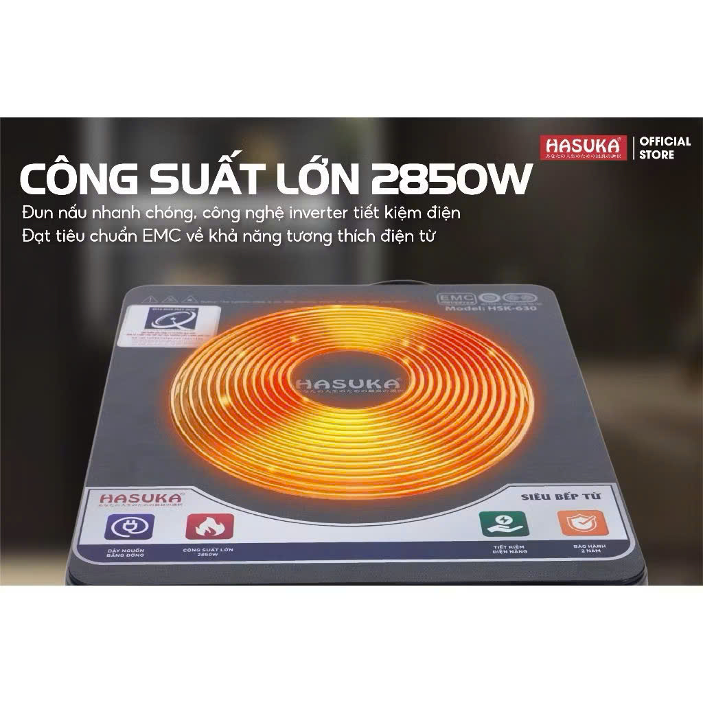 Bếp từ đơn HASUKA HSK-630 công suất 2850W, bếp điện từ đa chức năng -HÀNG CHÍNH HÃNG