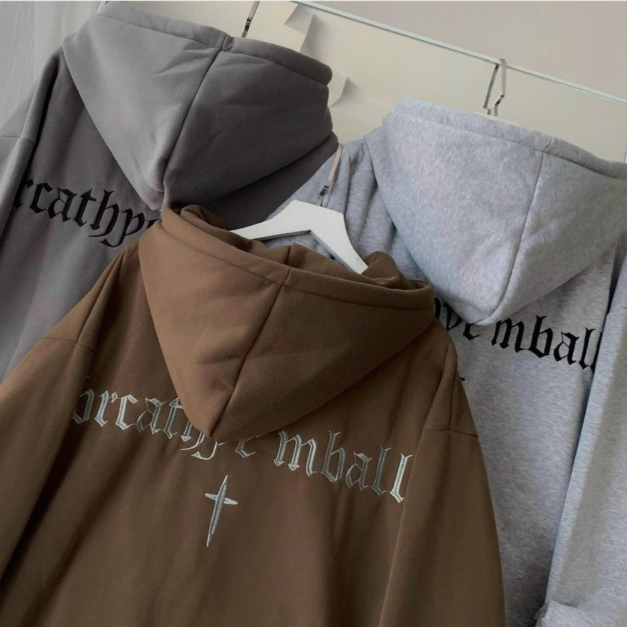 [FREESHIP] Áo Khoác Hoodie Zip Nam Nữ Chất Liệu Vải Nỉ Dày Có In Chữ Dấu Thập Ngay Áo Mang Cá Tính Form Rộng Hàng Hot Trend HTM FASHION - Black