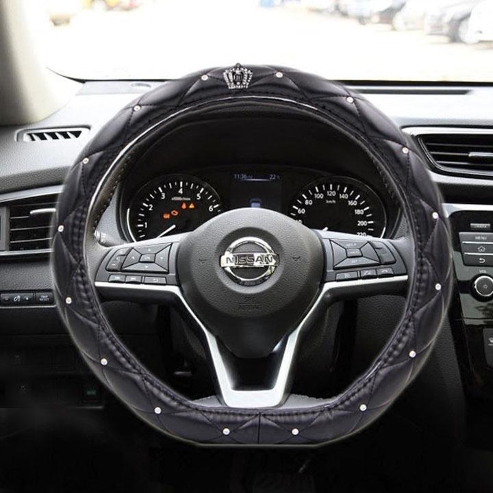 Bọc Vô Lăng Da Chữ D Đính Đá Thiên Nga, Vương Miện Cao Cấp - Phù hợp nhiều dòng xe.