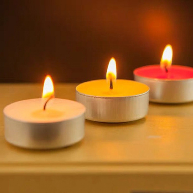 Nến bơ, sáp bơ thực vật an toàn cho sức khỏe không mùi, không khói TeaLight - 1 hộp 100 viên nhiều màu