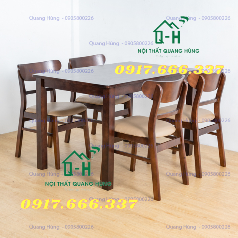 BỘ BÀN ĂN DÀNH CHO GIA ĐÌNH 4 GHẾ MÀU NÂU