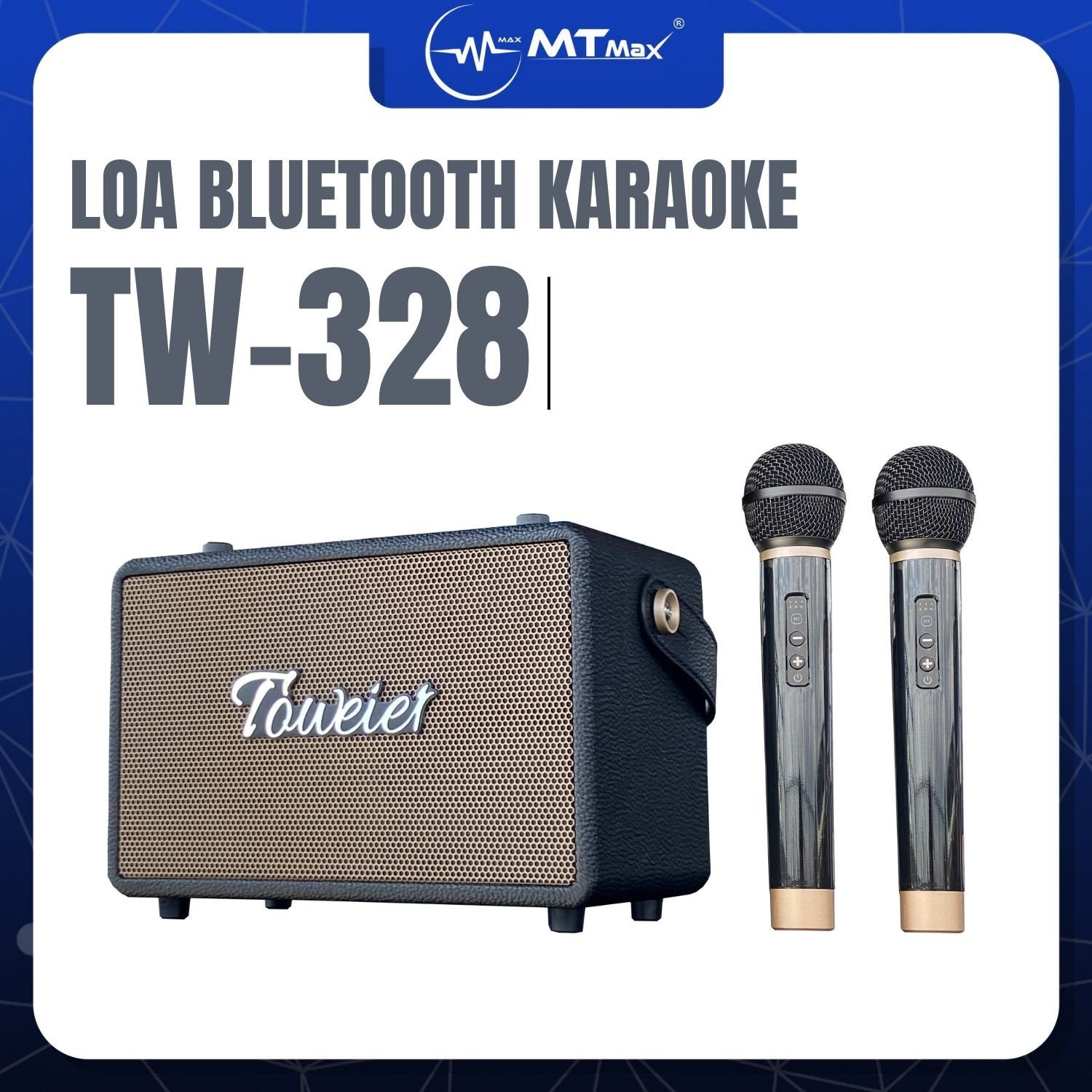 Loa Bluetooth Karaoke TW328 – Loa Xách Tay Kèm 2 Micro Không Dây Sang Trọng, Nhỏ Gọn Dễ Di Chuyển, Mang Du Lịch, Cắm Trại...