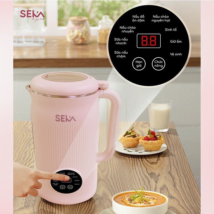 Máy Làm Sữa Hạt Mini Đa Năng 8 in 1 SEKA SK320 PRO 1,2 Lít Lưỡi Dao 10 Cánh - Hàng Chính Hãng