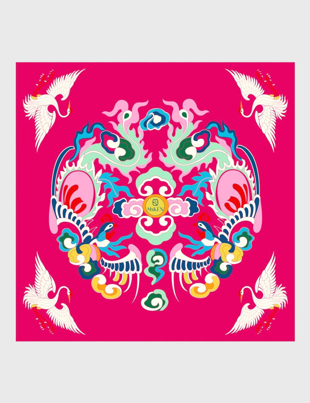 Khăn lụa tơ tằm vuông cuốn biên thủ công Loan 90x90cm
