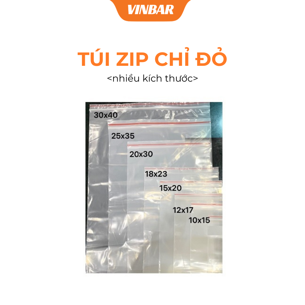 TÚI ZIP VIỀN ĐỎ NHIỀU KÍCH THƯỚC