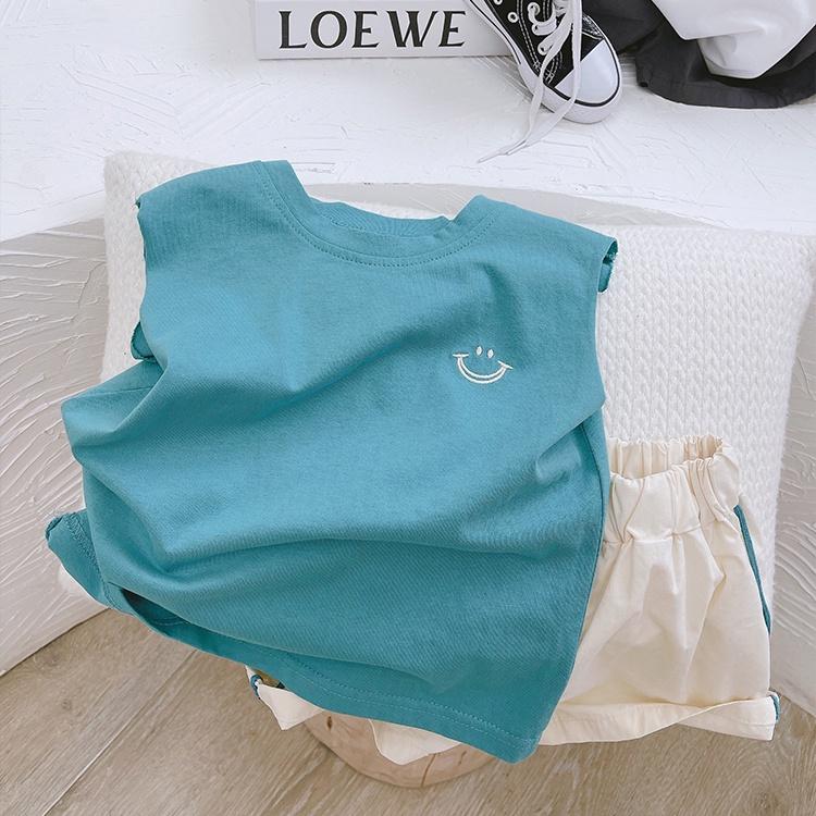 Áo thun ba lỗ bé trai 1 2 3 4 5 6 7 tuổi cotton co giãn thêu mặt cười Magickids Quần áo bé trai thấm hút mồ hôi AO22005